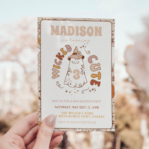 Wicked Niedlich Niedlich Groovy Ghost Halloween Ge Einladung