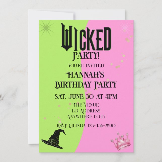 Wicked Pink Green Birthday Invitation Einladung (Vorderseite)