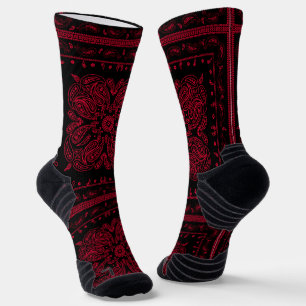 Wicked Style Black und Red Paisley Socken