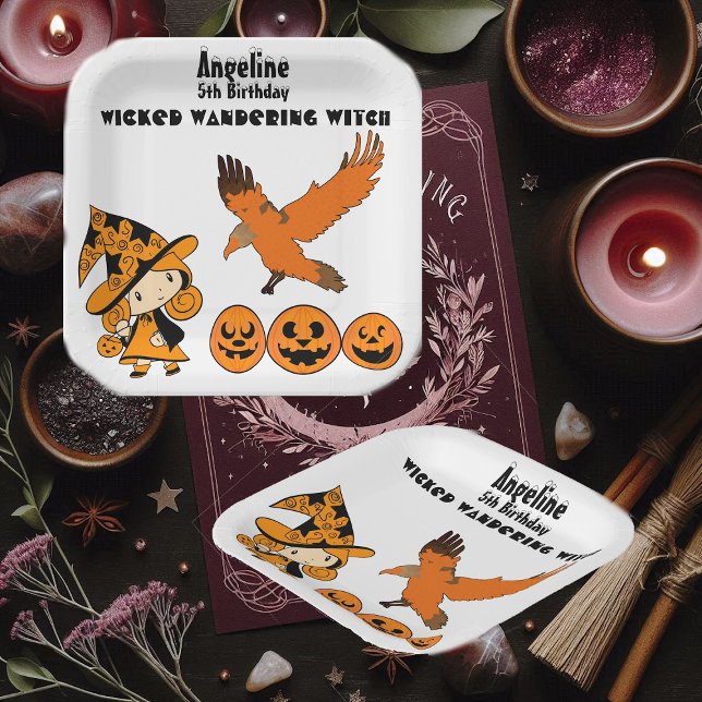 Wicked Wandering Hexenkürbis Geburtstag Pappteller (Wicked Wandering Witch Halloween Pumpkins Birthday Paper Plates)