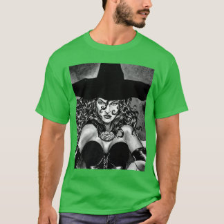 WICKED WITCH GOTH GIRL HORROR Witchcraft Illustrat T-Shirt