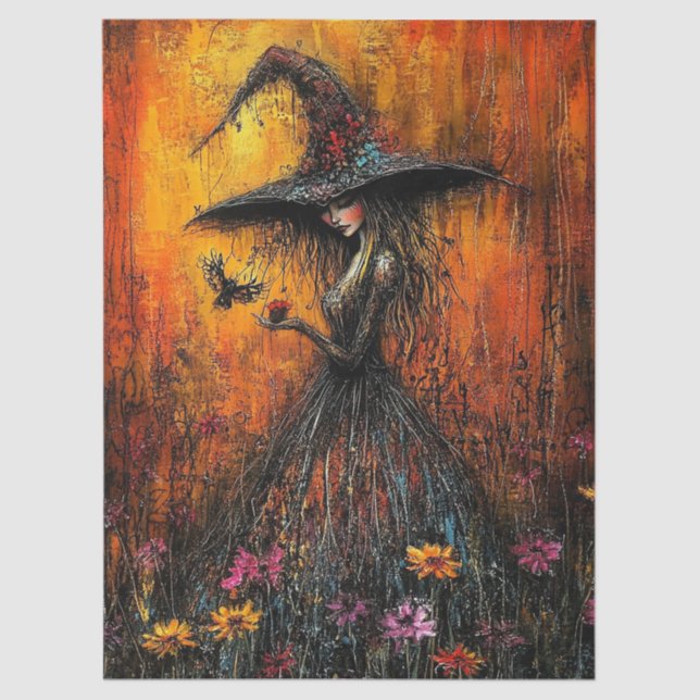 Wicked Witch in Large Hat Decoupage Tissue Paper Seidenpapier (Vorderseite)