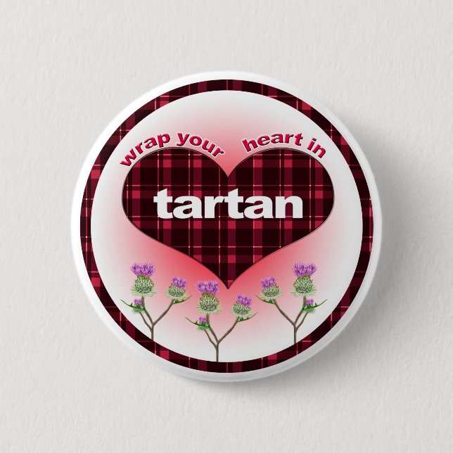 Wickeln Sie Ihr Herz im Tartan ein Button (Vorderseite)
