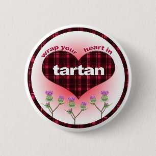 Wickeln Sie Ihr Herz im Tartan ein Button