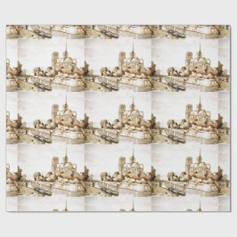 Wickeln Sie Papier mit "Notre Dame-Kathedralen" Geschenkpapier
