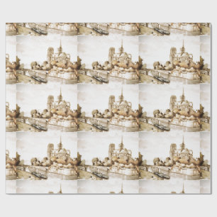 Wickeln Sie Papier mit "Notre Dame-Kathedralen" Geschenkpapier