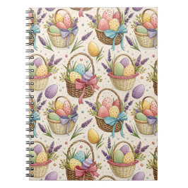 Wicker Basket Easter Eggs with Lavender Notizblock