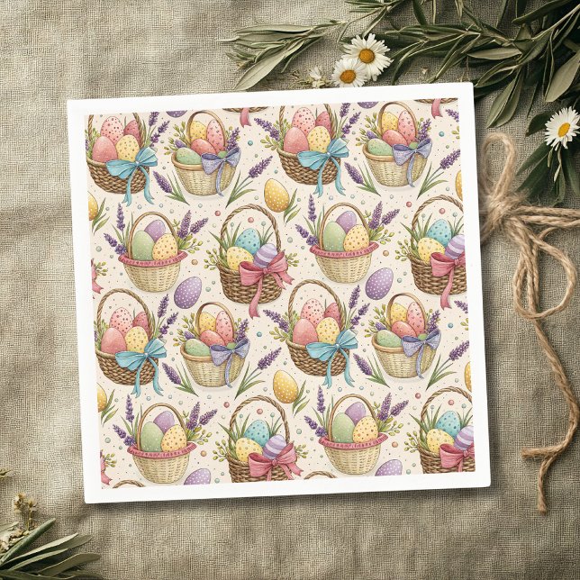 Wicker Basket Easter Eggs with Lavender Serviette (Von Creator hochgeladen)