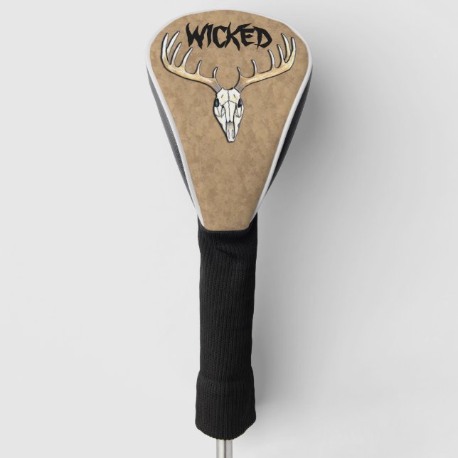 Wickernder Hirschschädel Golf Headcover (Vorderseite)