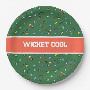 Wicket Cool Cute Krocket Hand-Illustriert Grün Pappteller