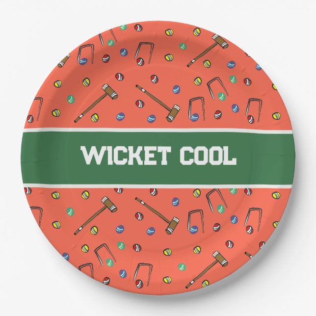 Wicket Cool Cute Krocket Handillustration Orange Pappteller (Vorderseite)