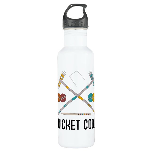 Wicket Coole lustige Croquet-Spieler Edelstahlflasche (Vorderseite)