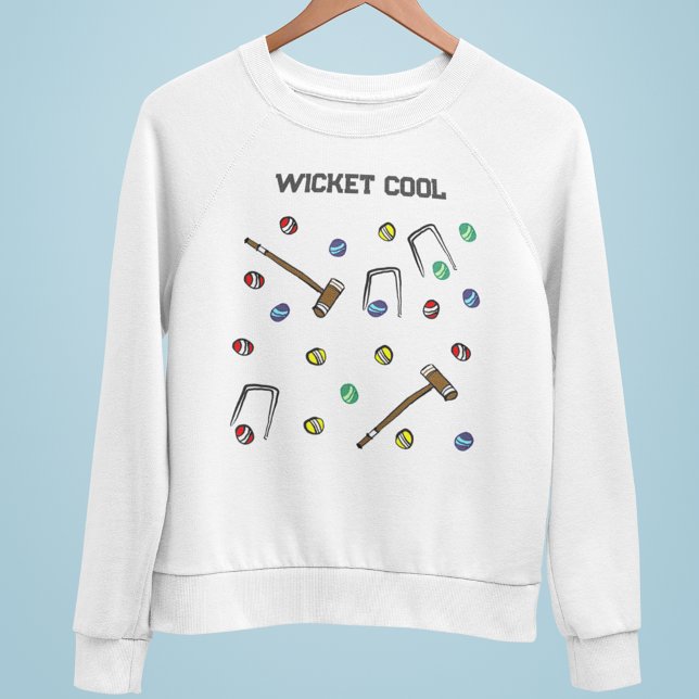 Wicket Coole whimsical Hand-Illustriert Croquet Sweatshirt (This croquet-themed men's sweatshirt is wicket cool!

 )