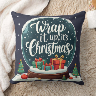 Wickle es ein Weihnachts-Schneekugeldesign Kissen