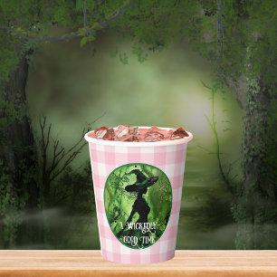 Wicklerisch Good Hexe Green & Pink Gingham Kariert Pappbecher