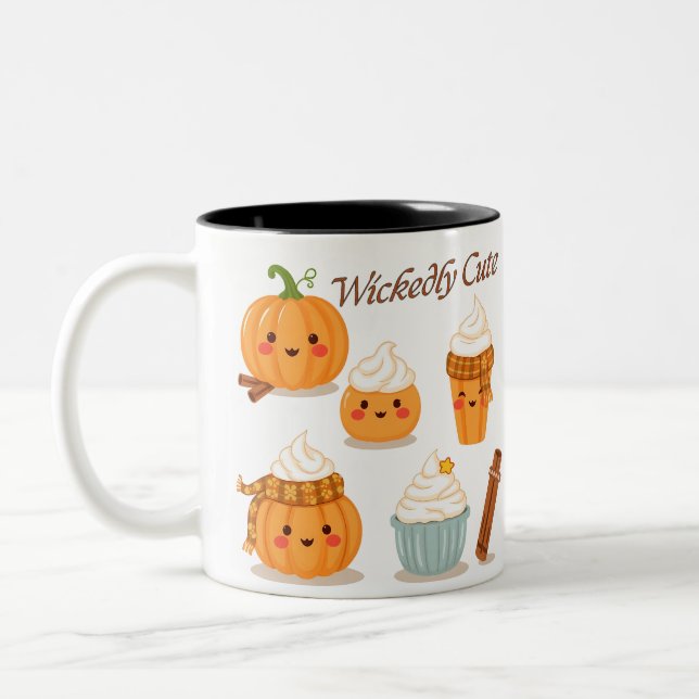 Wicklerisch Niedliches Halloween-Design Zweifarbige Tasse (Links)