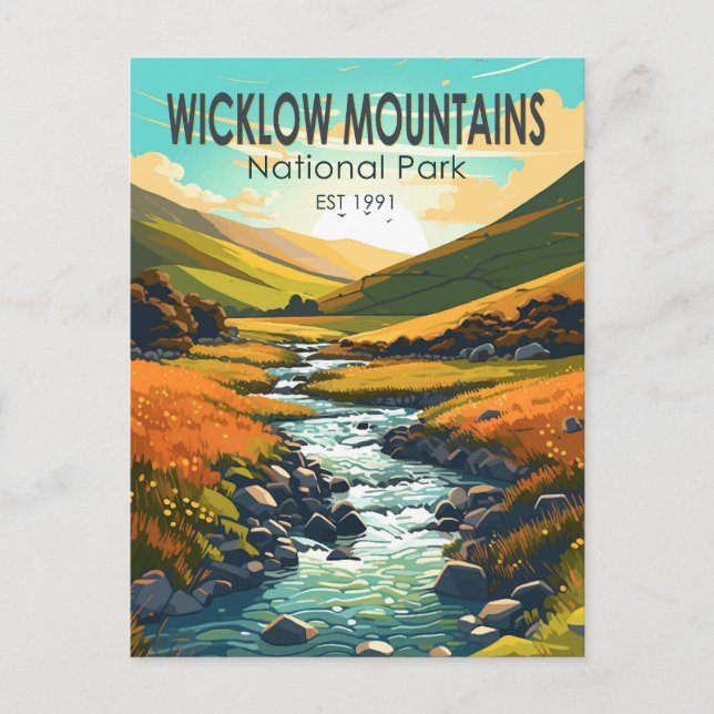 Wicklow Mountains National Park Irland Fluss Art Postkarte (Vorderseite)