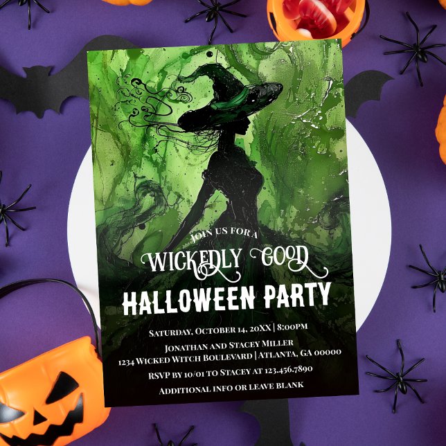 Wickly Good Hexengrün Halloween-Party gestrichen Einladung (Von Creator hochgeladen)