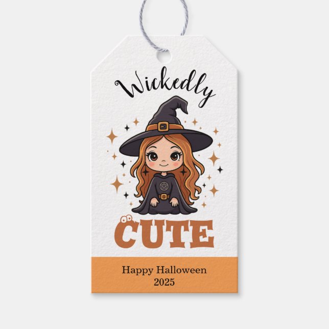 Wickly Niedlich Halloween Hexe | Spooky Adorable Geschenkanhänger (Vorderseite)