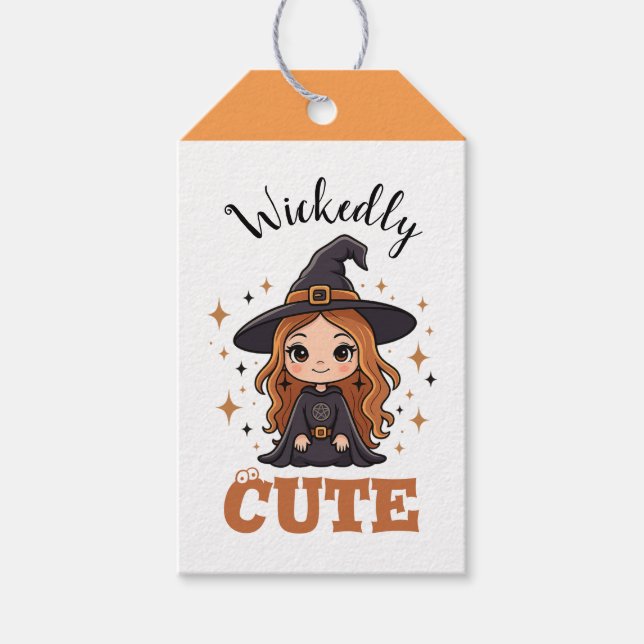 Wickly Niedlich Halloween Hexe | Spooky Adorable Geschenkanhänger (Vorderseite)