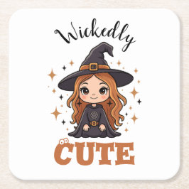 Wickly Niedlich Halloween Hexe | Spooky Adorable Rechteckiger Pappuntersetzer