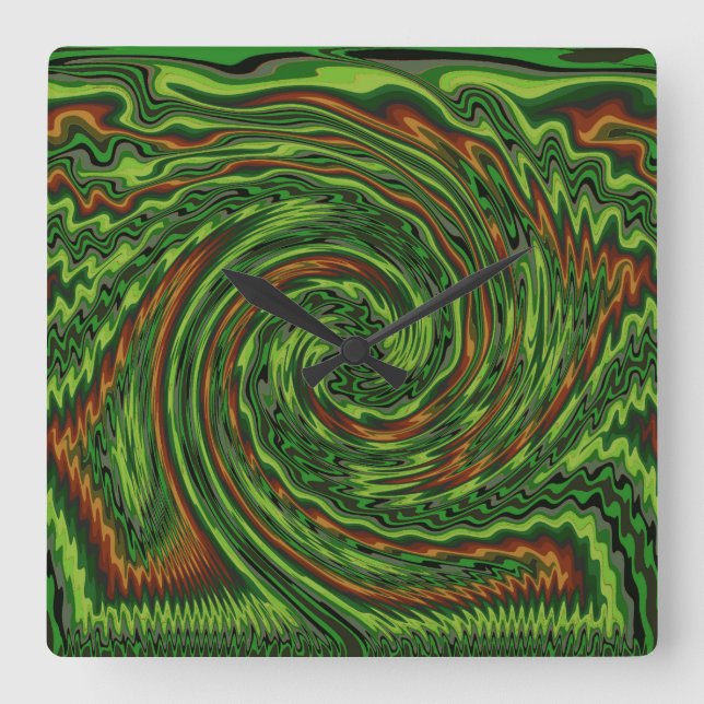 Wickte Drehung Quadratische Wanduhr (Vorderseite)