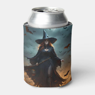 "Wickte Nacht: Beängstigende Halloween-Hexe und ih Dosenkühler