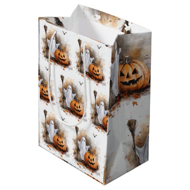 Wickwiederholt Fun Halloween Hexe Mittlere Geschenktüte (Rückseite Schrägansicht)