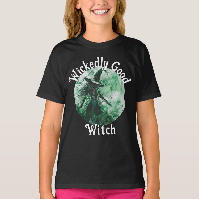 Wickwiederholt Good Hexe Green Hexe Zeichnend T-Shirt (Vorderseite)