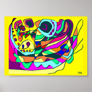 Wicky Wackeldesign Poster Art auf gelbem Hintergru