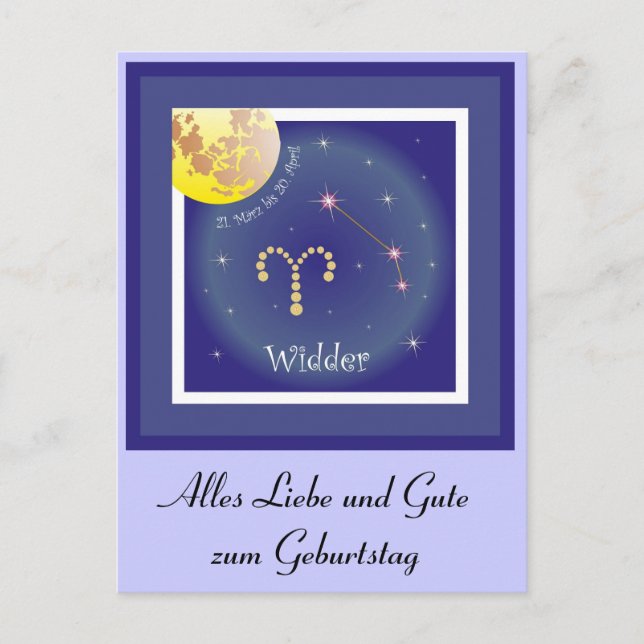 Widder 21. März bis 20. April Postkarte (Vorderseite)