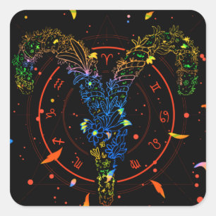 Widder Astrologisches Symbol Design Quadratischer Aufkleber