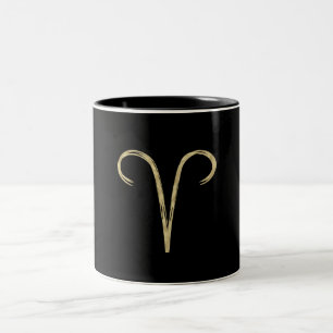 WIDDER Der Widder Goldener Pinsel Feuriges Sternze Zweifarbige Tasse