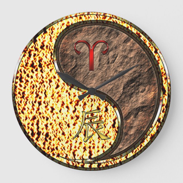 Widder & Erddrache Große Wanduhr (Vorderseite)