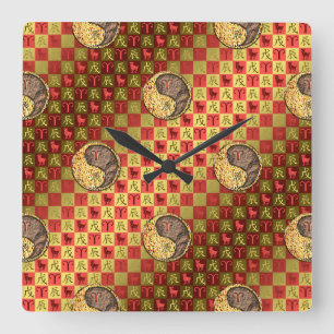 Widder & Erddrache Quadratische Wanduhr