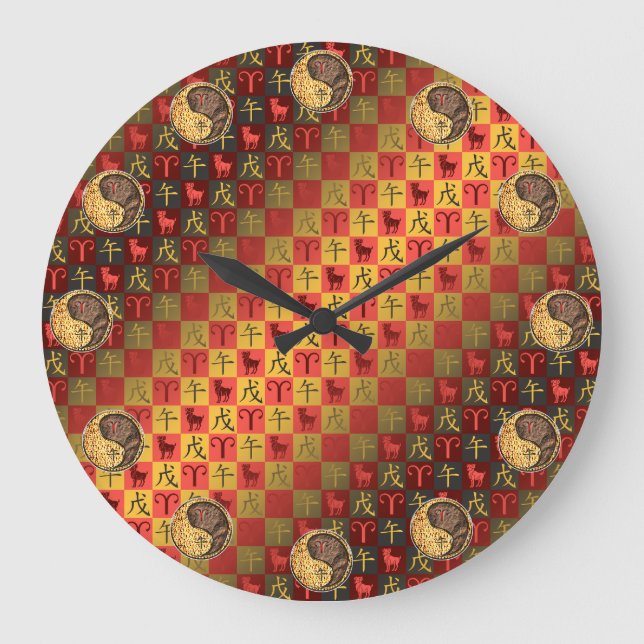 Widder & Erde Pferd Große Wanduhr (Vorderseite)