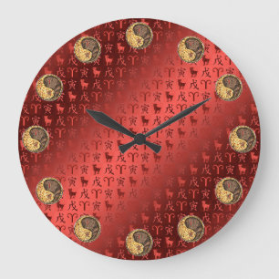 Widder & Erde Tiger Große Wanduhr