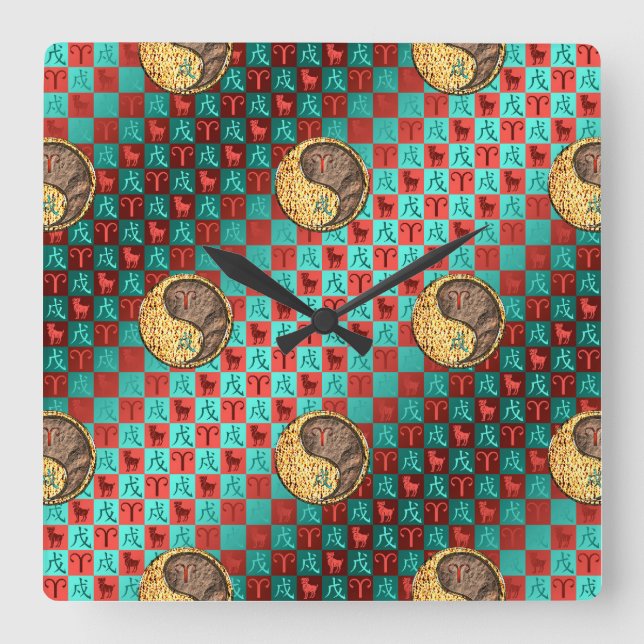 Widder & Erdhund Quadratische Wanduhr (Vorderseite)