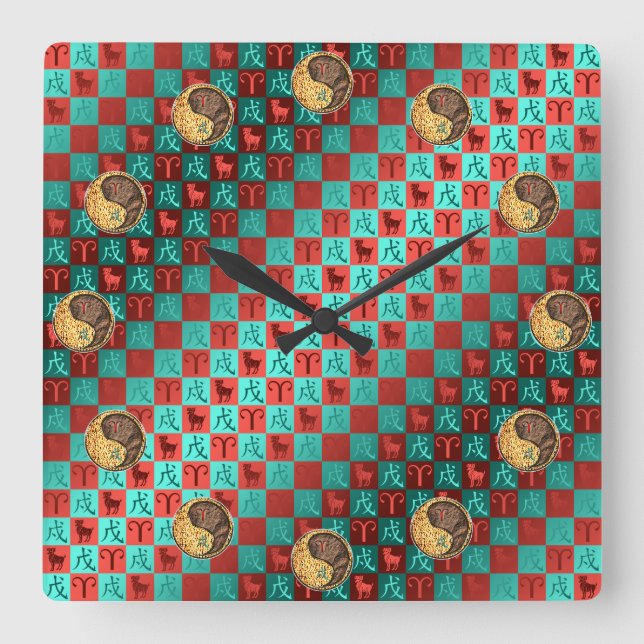 Widder & Erdhund Quadratische Wanduhr (Vorderseite)