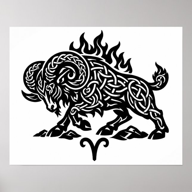 Widder Feuer‑Widder – Keltische verfluchte Tinte Z Poster (Vorne)