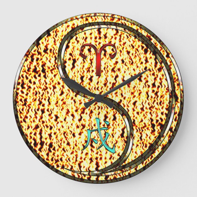 Widder & Feuerhund Große Wanduhr (Vorderseite)
