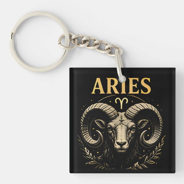 Widder führt mit Mut Zodiac Astrologie Geschenk Schlüsselanhänger (Vorderseite)
