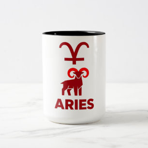 Widder Geometrisches Minimalistisches Sternzeichen Zweifarbige Tasse