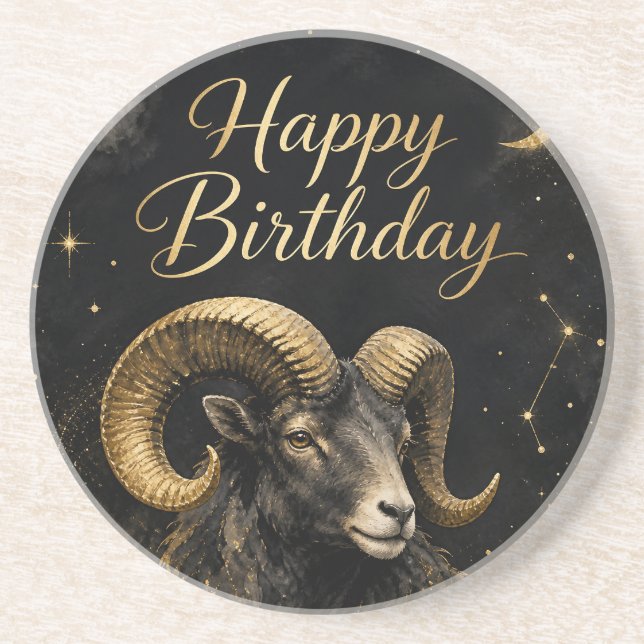Widder Happy Birthday Sternzeichen Design Getränkeuntersetzer (Vorne)