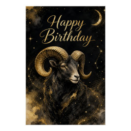 Widder Happy Birthday Sternzeichen Design Poster