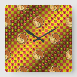 Widder & Holz-Affe Quadratische Wanduhr
