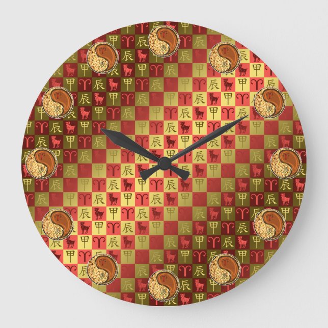Widder & Holz-Drache Große Wanduhr (Vorderseite)