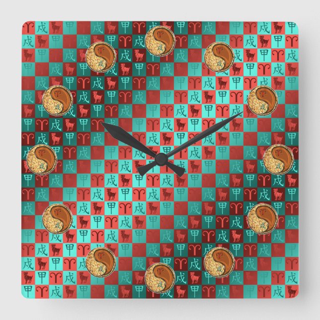 Widder & Holz Hund Quadratische Wanduhr (Vorderseite)