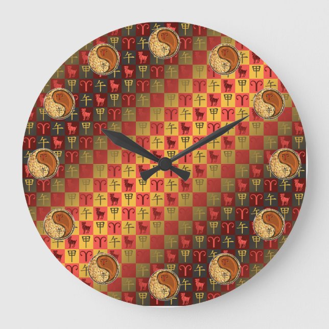 Widder & Holzpferd Große Wanduhr (Vorderseite)