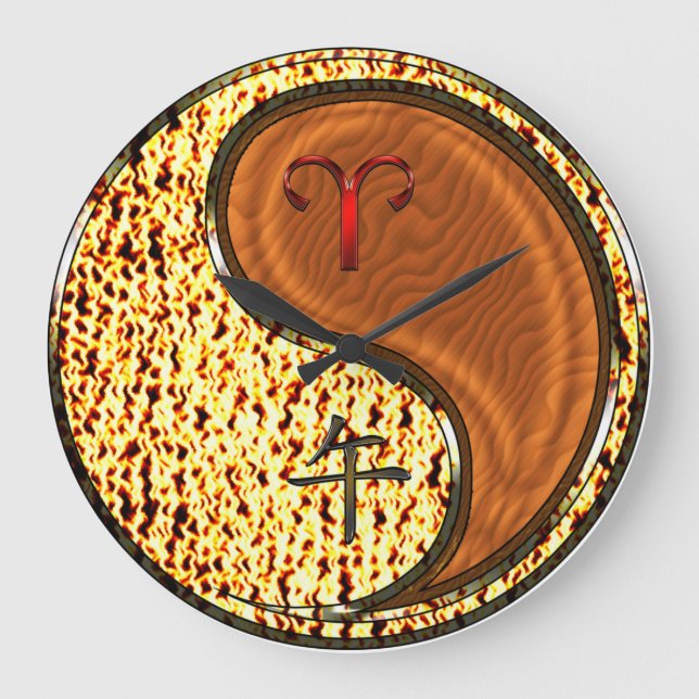 Widder & Holzpferd Große Wanduhr (Vorderseite)